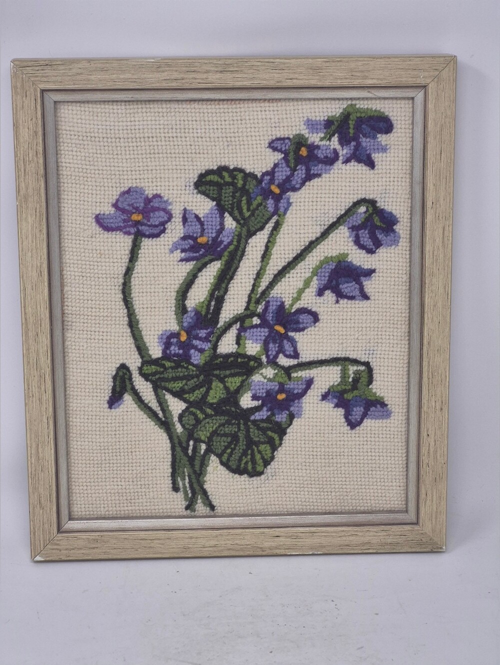 Purple Flowers Framed Cross Stitch